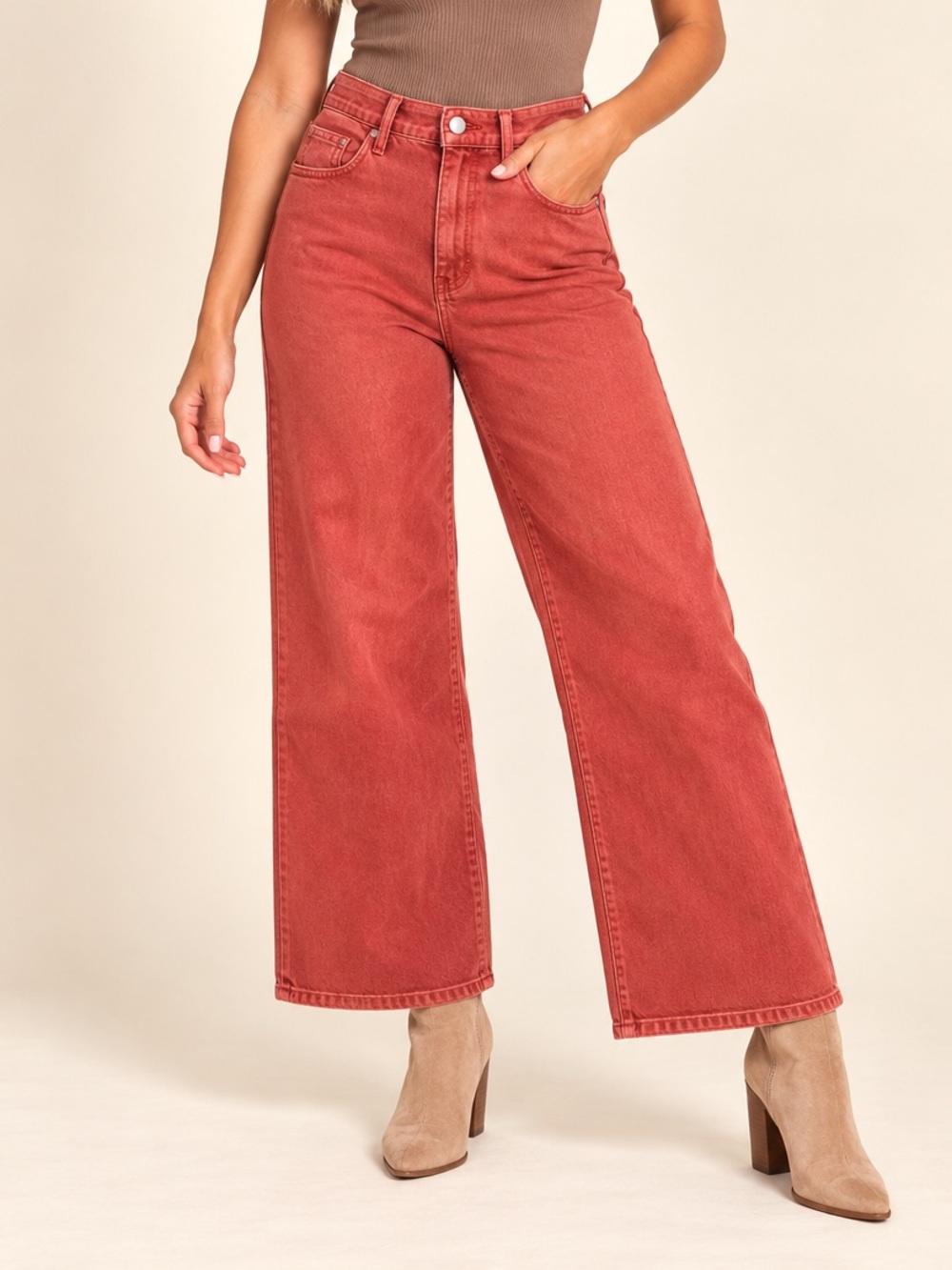 Universal Thread Coral-Tone Wide Leg Jeans Sailor High Rise Size 12